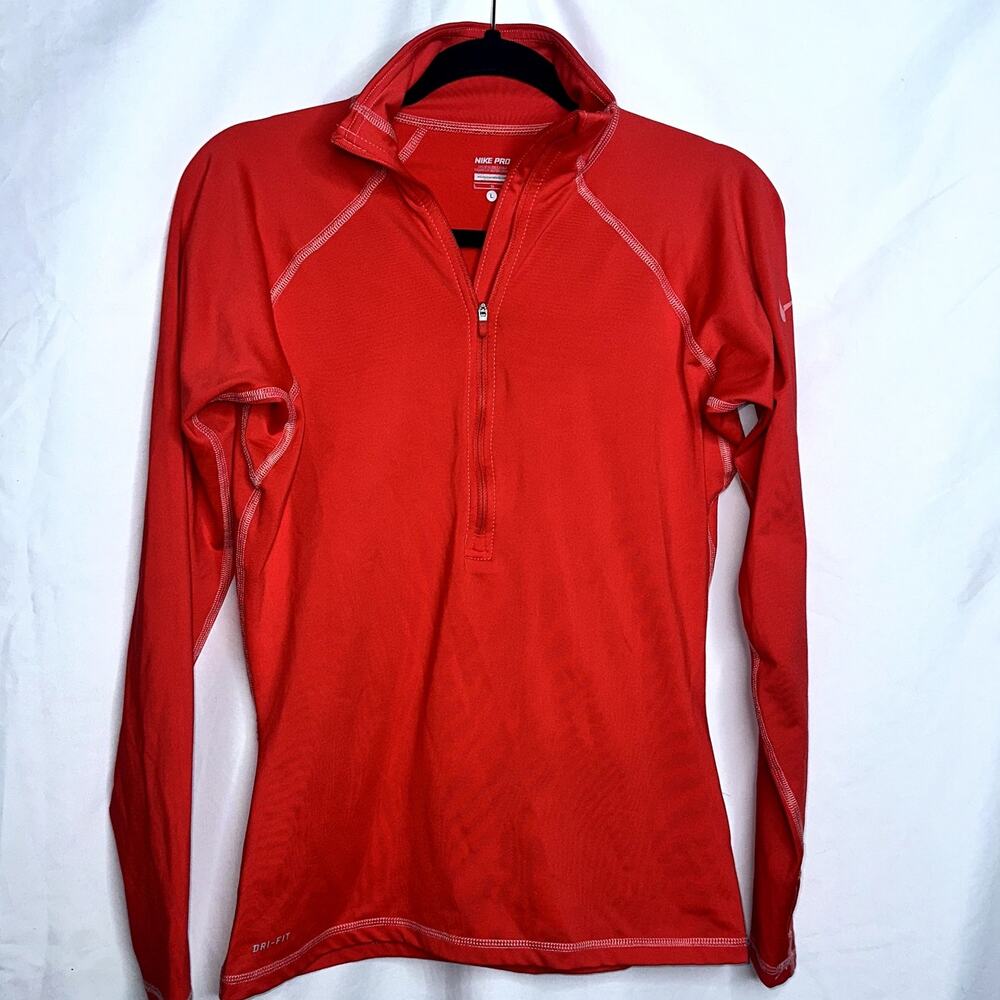 Nike Pro Womens Size Large Pink Dri Fit 1/2 Zip Long Sleeve Jacket